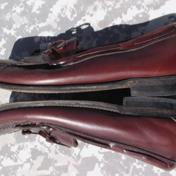 DEXTER RED/BROWN LEATHER & LEATHER SOLED MEN\'S sz10.5 KILTIE TIE LOAFERS KD 6864